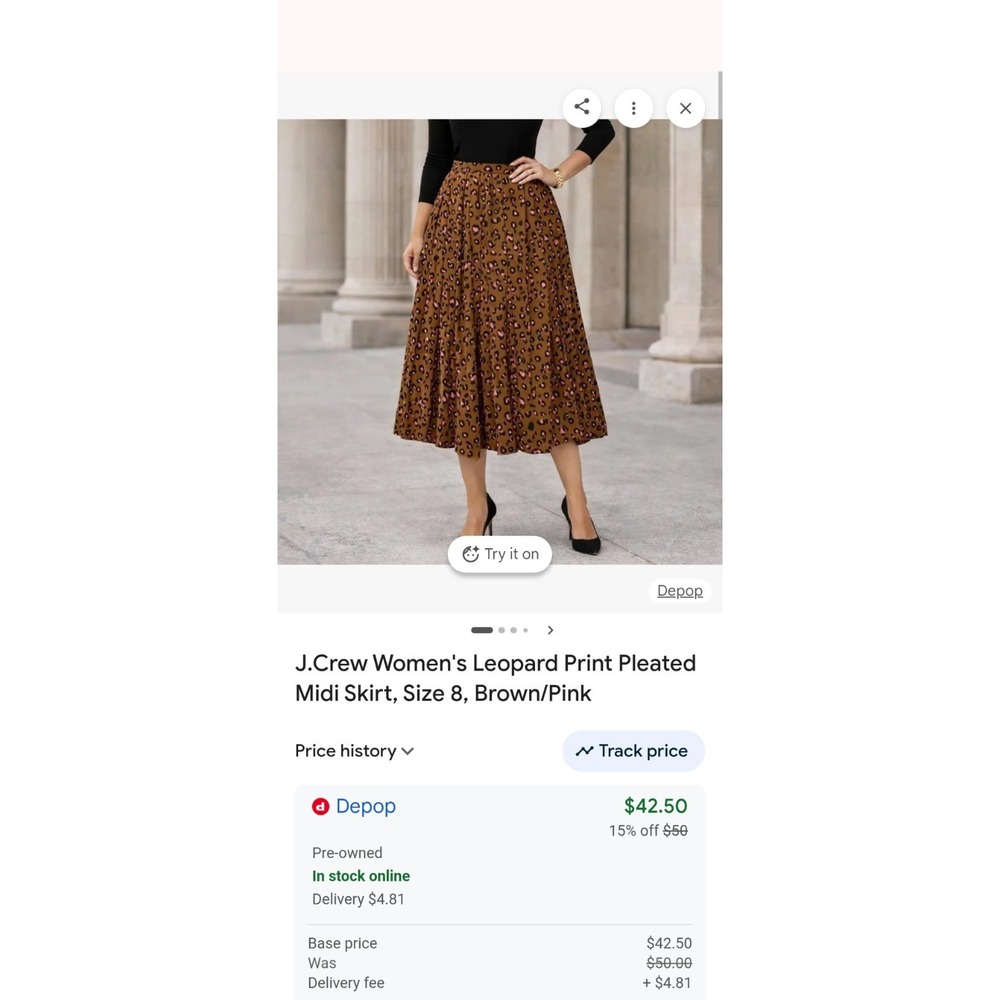 J. Crew leopard Pleated midi Skirt 6 petite Chic career wear preppy 90s Coquette
